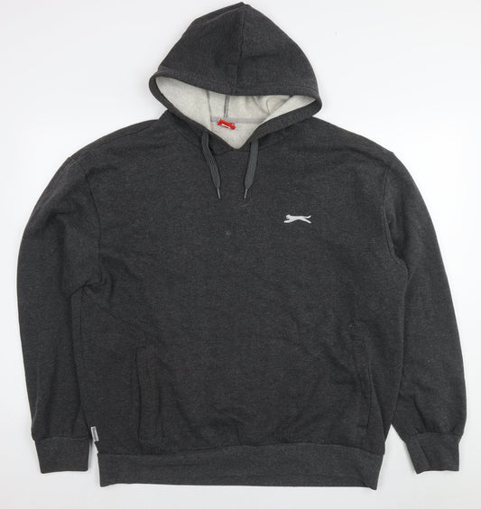 Slazenger Mens Grey Polyester Pullover Hoodie Size XL