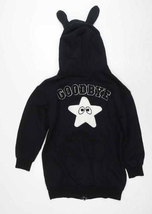Mini Cream Womens Black Cotton Full Zip Hoodie Size S Pullover - Eyes Goodbye