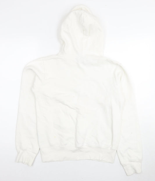 Classic Womens White Cotton Pullover Hoodie Size 8 Pullover