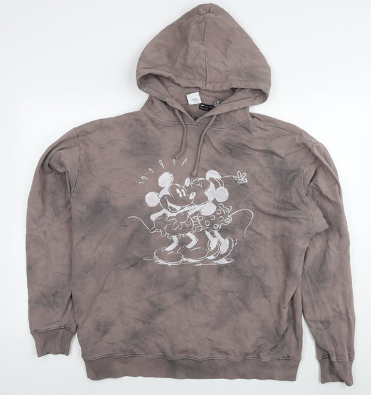 Disney Womens Brown Cotton Pullover Hoodie Size 12 Pullover - Mickey And Minnie Mouse