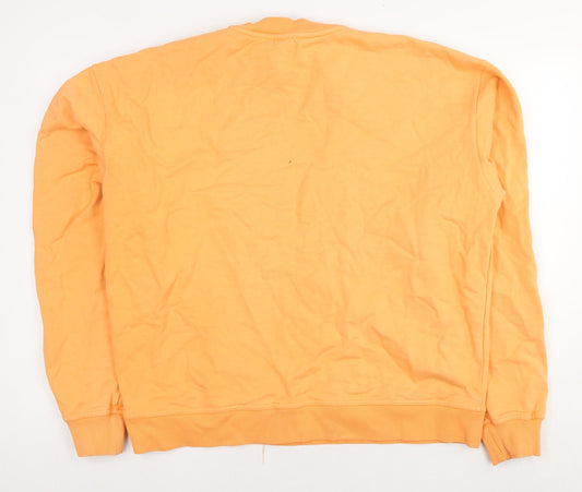 Creo Studios Mens Orange Cotton Pullover Sweatshirt Size M