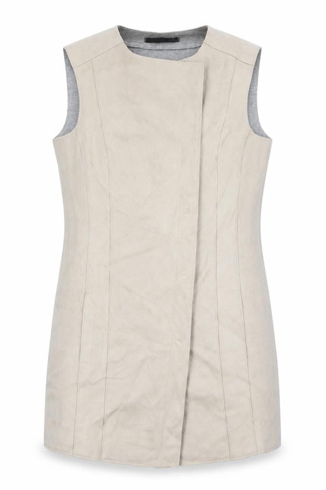 Le Comte Womens Beige Gilet Waistcoat Size 10 Snap