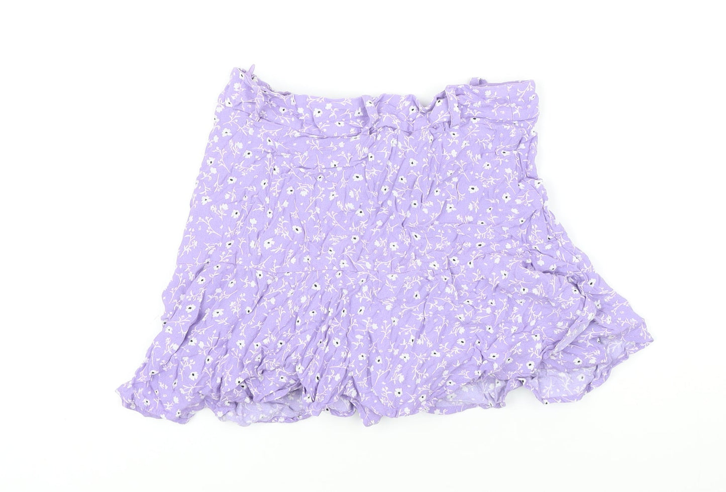 Zara Womens Purple Floral Viscose Mini Skort Size M Regular Zip