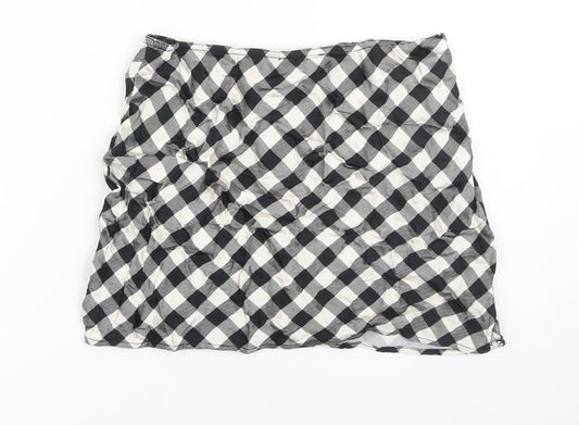Topshop Womens Ivory Check Viscose Mini Skirt Size 8 - Elasticated waist