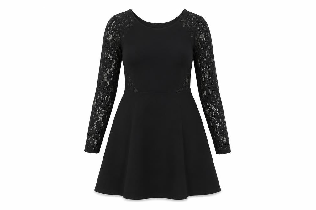 H&M Womens Black Polyester A-Line Size 14 Boat Neck