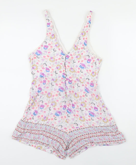 Freckle & Daisy Womens Multicoloured Floral Viscose Playsuit One-Piece Size XS