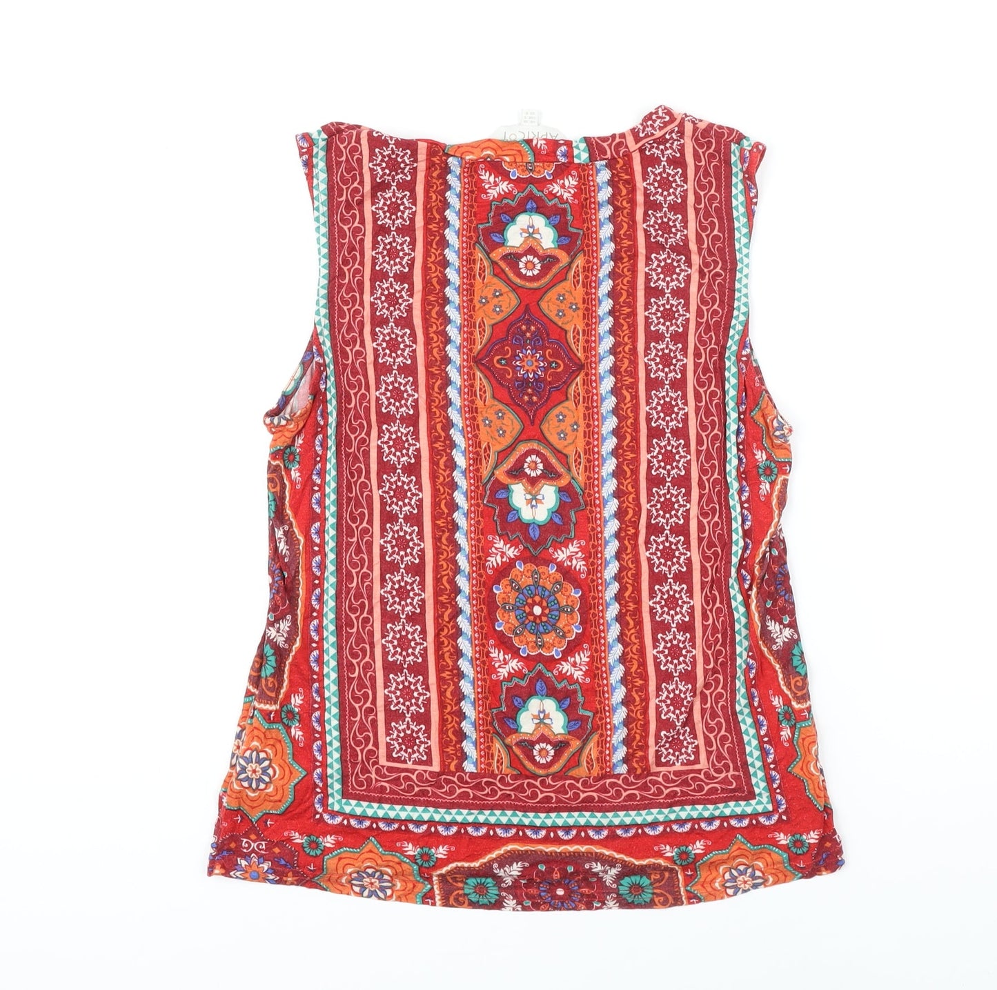 Apricot Womens Multicoloured Geometric Viscose Tunic Blouse Size 10 Boat Neck