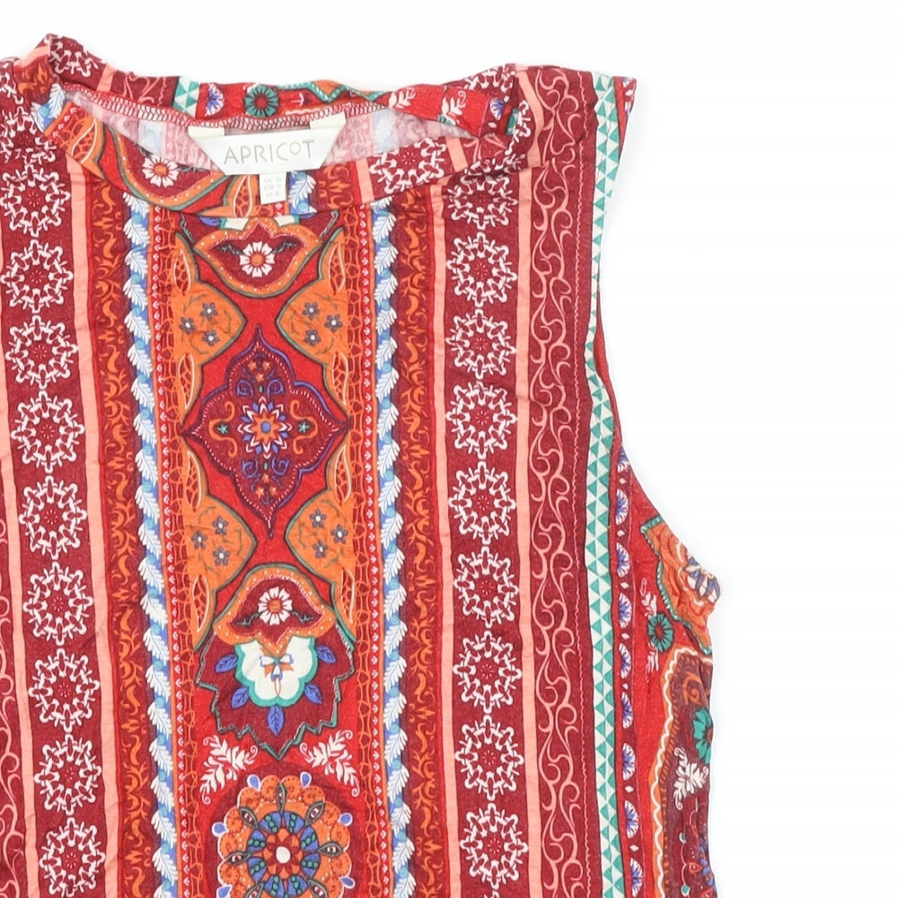Apricot Womens Multicoloured Geometric Viscose Tunic Blouse Size 10 Boat Neck
