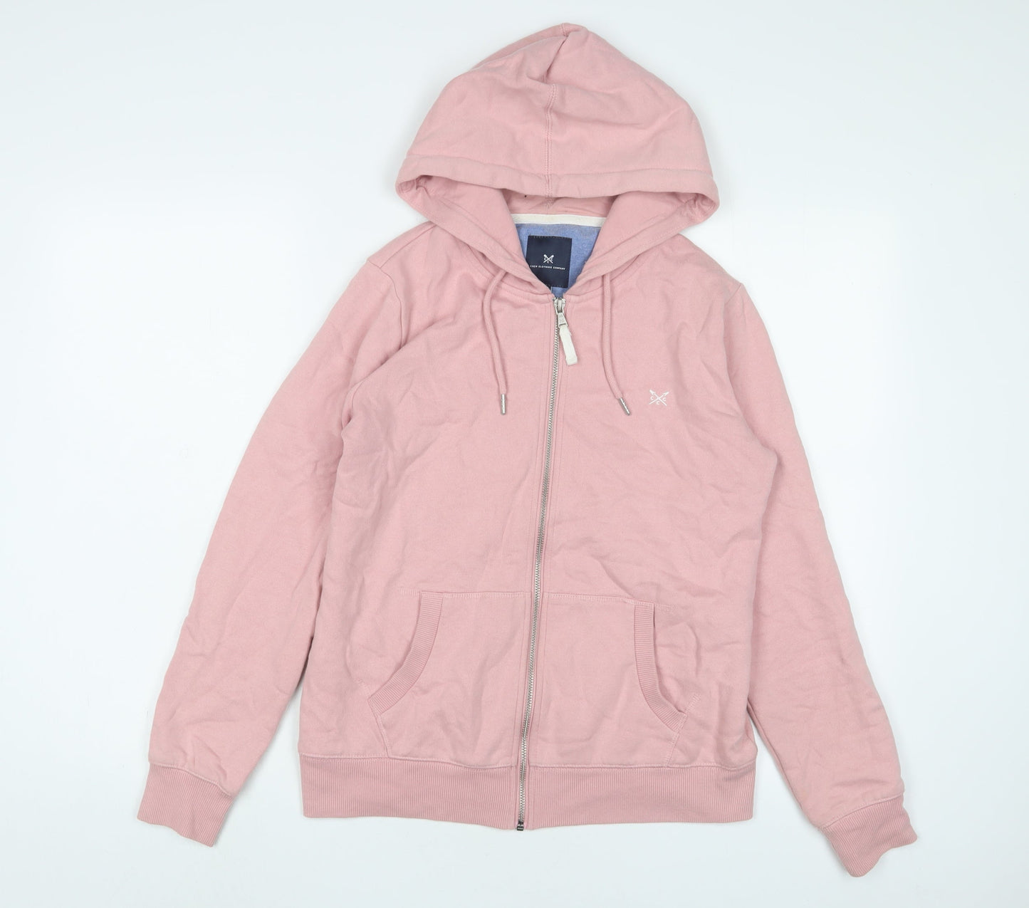 Crew Clothing Womens Pink Cotton Full Zip Hoodie Size 10 Zip - Logo, Embroidered