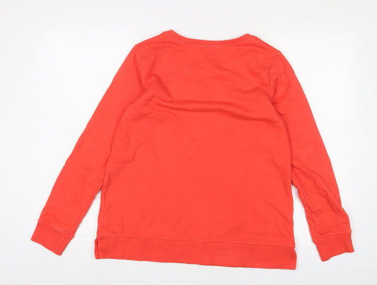 Lands' End Womens Orange Cotton Pullover Sweatshirt Size 10 Pullover