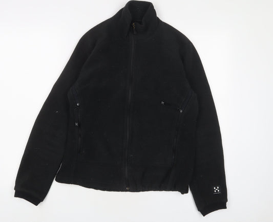 Haglofs Womens Black Jacket Size 14 Zip - Logo, Embroidered