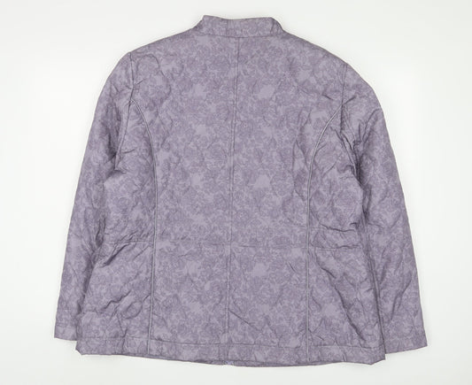 Anna Rose Womens Purple Floral Puffer Jacket Jacket Size 20 Zip