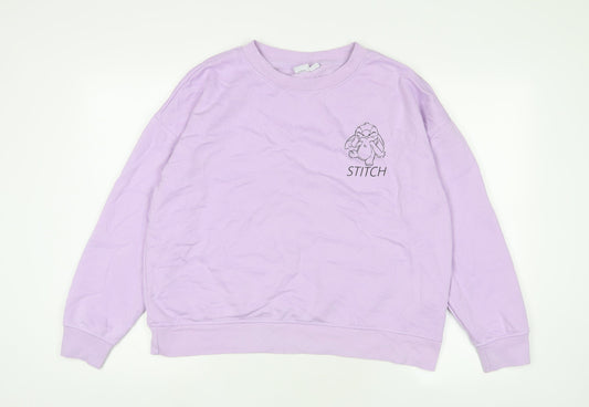 Disney Womens Purple Cotton Pullover Sweatshirt Size M Pullover - Stitch
