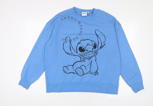 Disney Womens Blue Cotton Pullover Sweatshirt Size M Pullover - Stitch