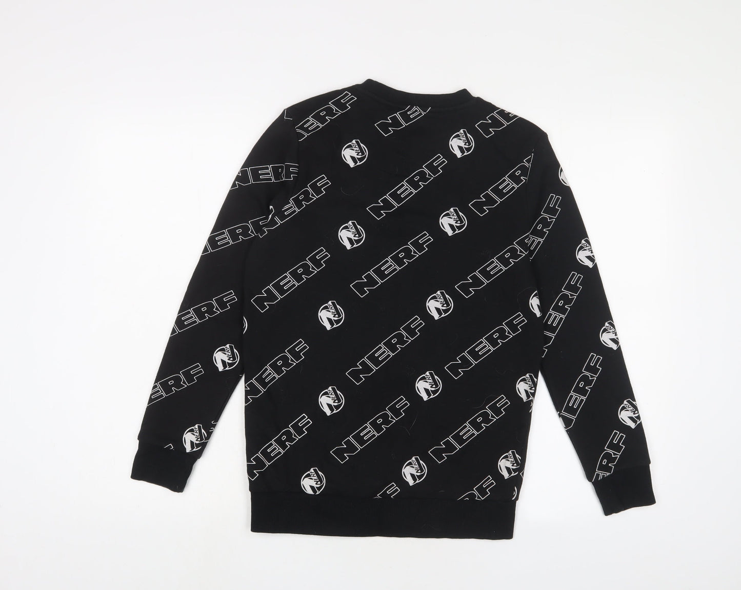 NERF Boys Black Geometric Cotton Pullover Sweatshirt Size 11-12 Years Pullover