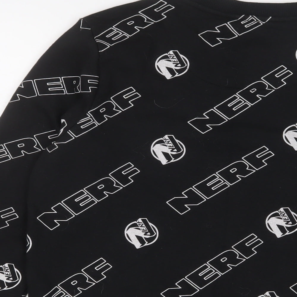 NERF Boys Black Geometric Cotton Pullover Sweatshirt Size 11-12 Years Pullover