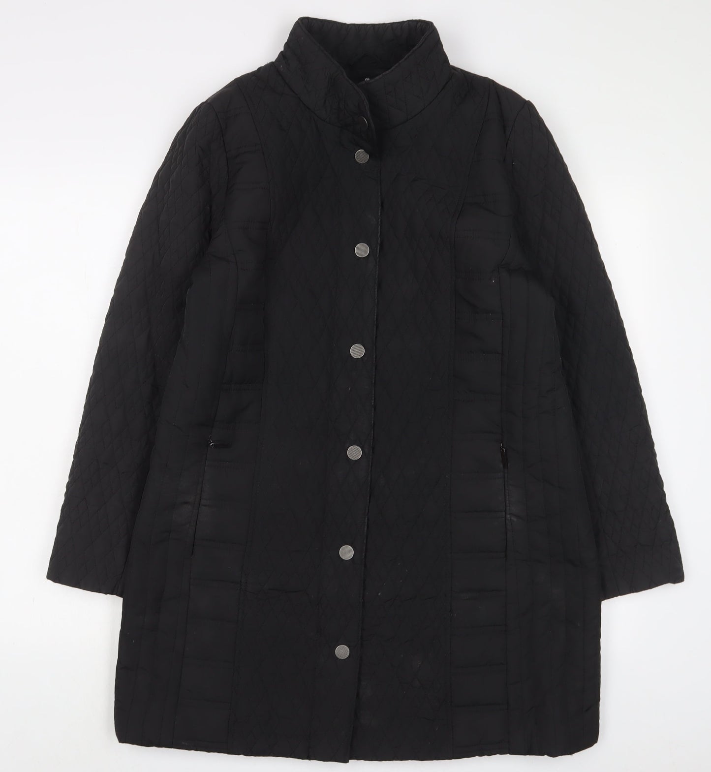 TIGI Womens Black Quilted Jacket Size 14 Zip