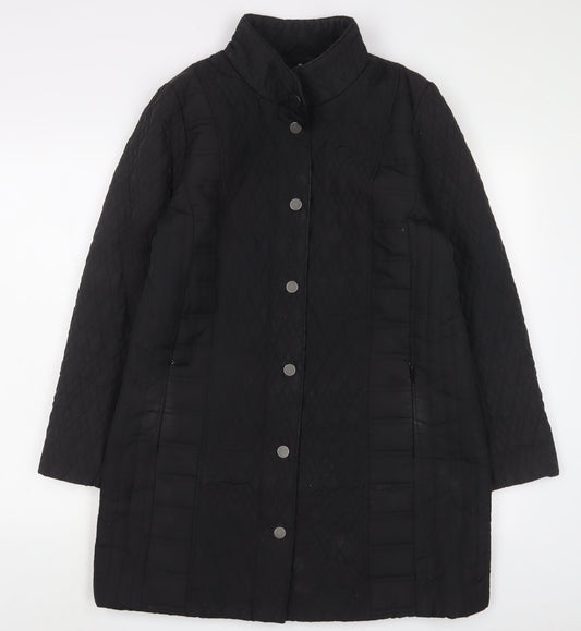 TIGI Womens Black Quilted Jacket Size 14 Zip