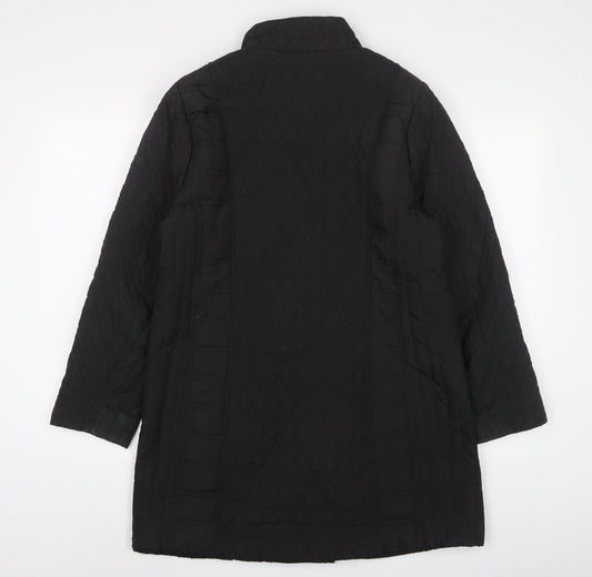 TIGI Womens Black Quilted Jacket Size 14 Zip