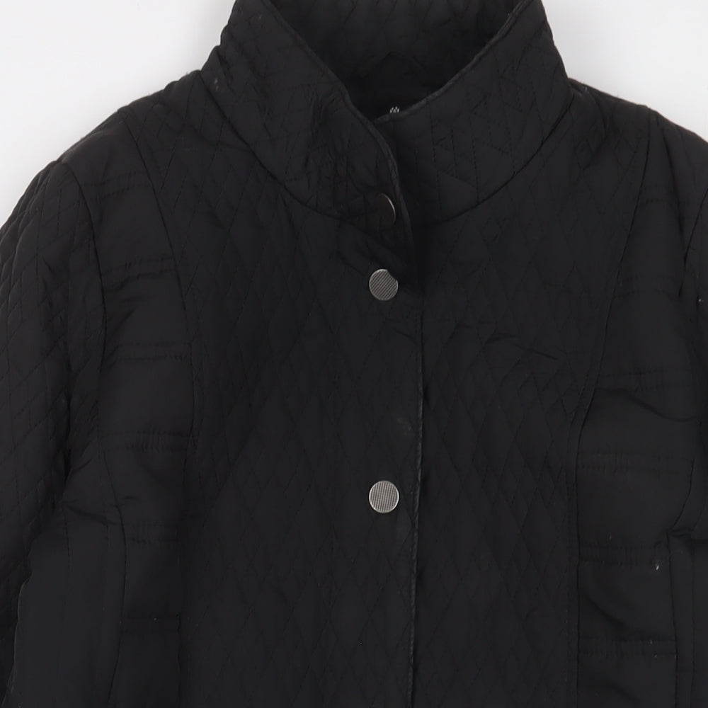TIGI Womens Black Quilted Jacket Size 14 Zip