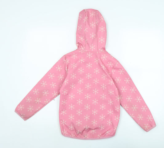 Disney Girls Pink Rain Coat Coat Size 8 Years Zip - ELSA