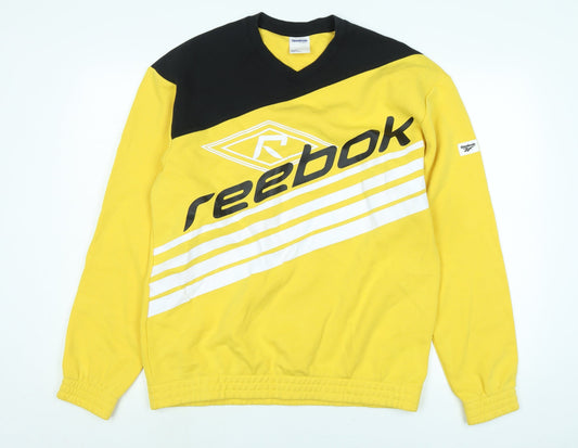 Reebok Mens Yellow Polyester Pullover Sweatshirt Size M - Logo