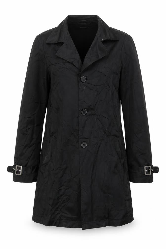 United Colors of Benetton Womens Black Trench Coat Coat Size 10 Button