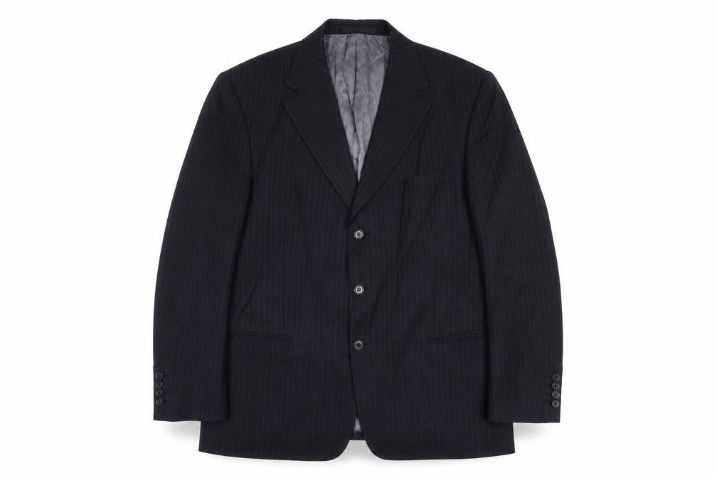 Marks & Spencer Mens Blue Striped Wool Jacket Suit Jacket Size 44 Regular