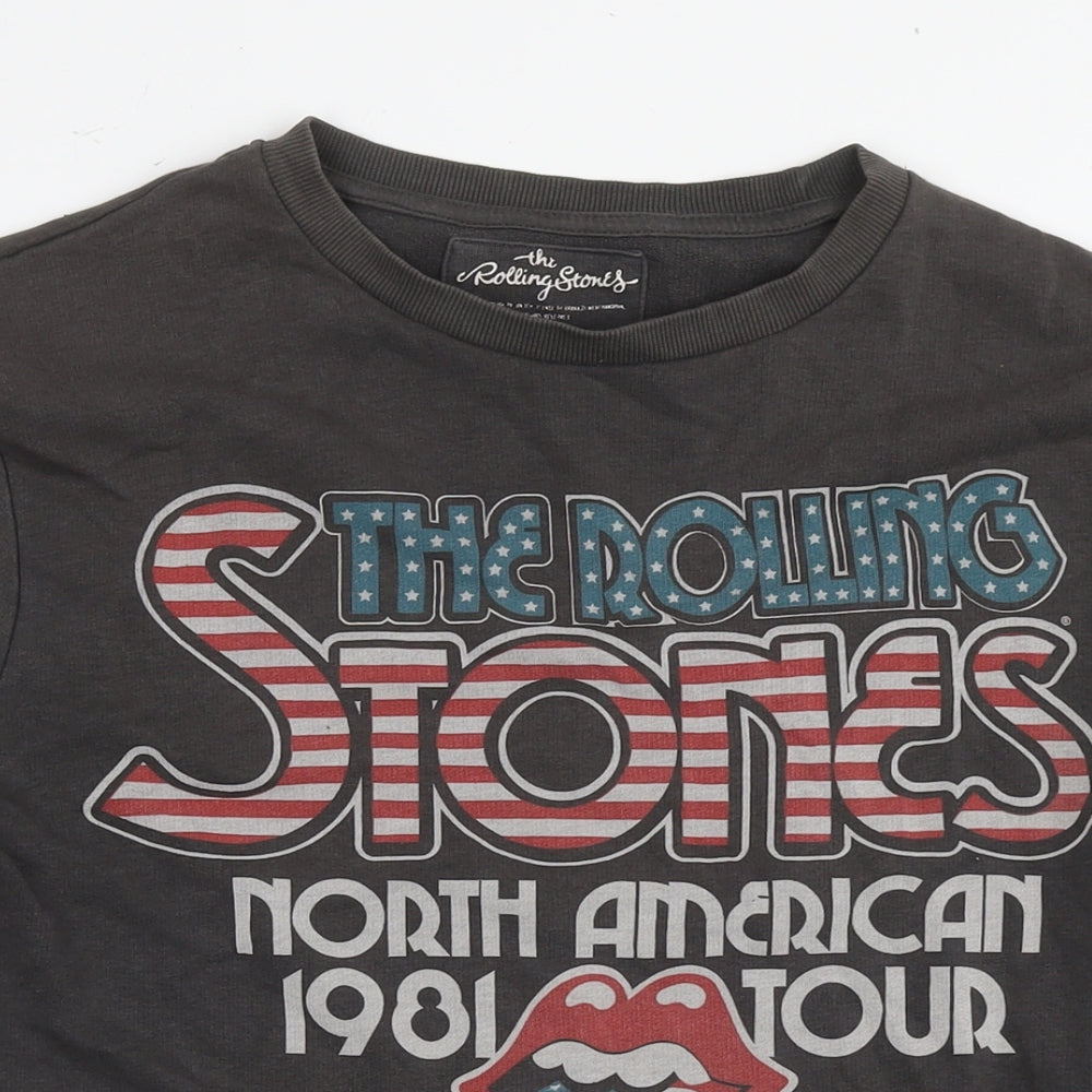 The Rolling Stones Womens Grey Cotton Pullover Sweatshirt Size M Pullover - Logo