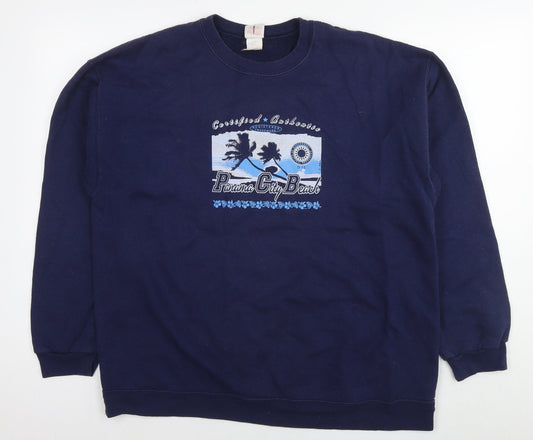 Hanes Womens Blue Cotton Pullover Sweatshirt Size M Pullover - Panama City Beach