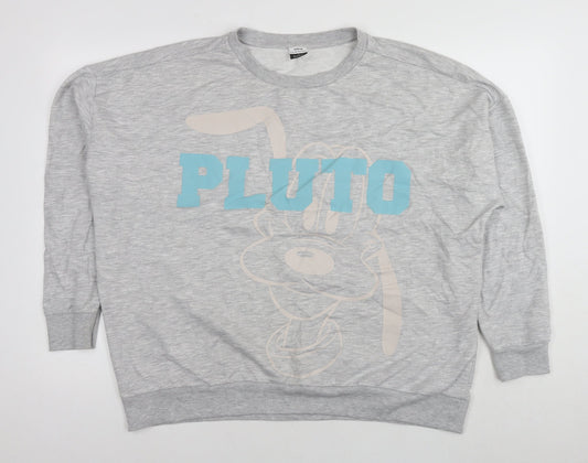 Disney Womens Grey Polyester Pullover Sweatshirt Size 16 Pullover - Pluto Size 16-18