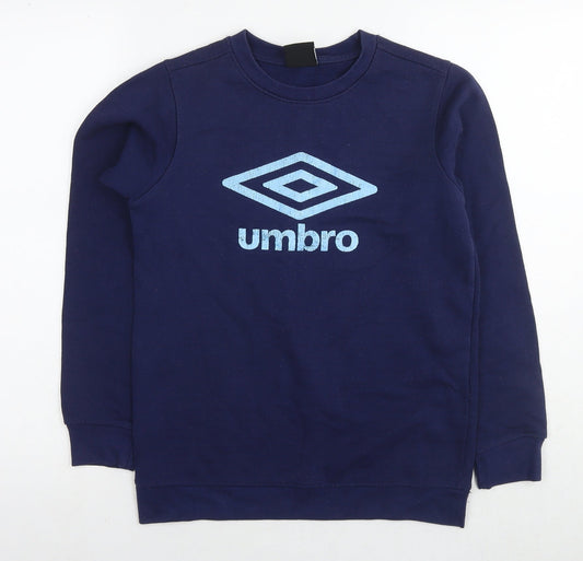 Umbro Boys Blue Cotton Pullover Sweatshirt Size 12-13 Years Pullover - Logo