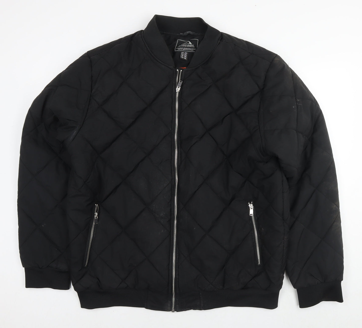 Outdoor Mens Black Quilted Jacket Size 2XL Zip