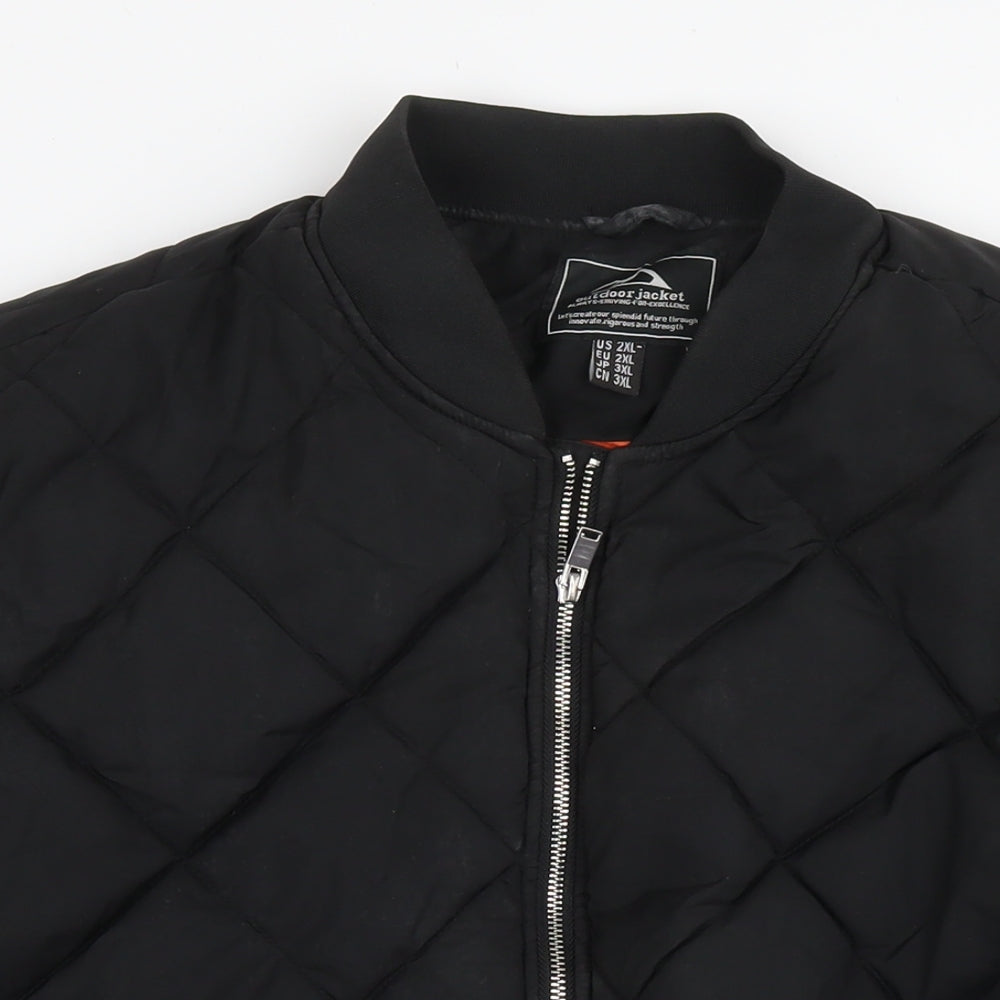 Outdoor Mens Black Quilted Jacket Size 2XL Zip