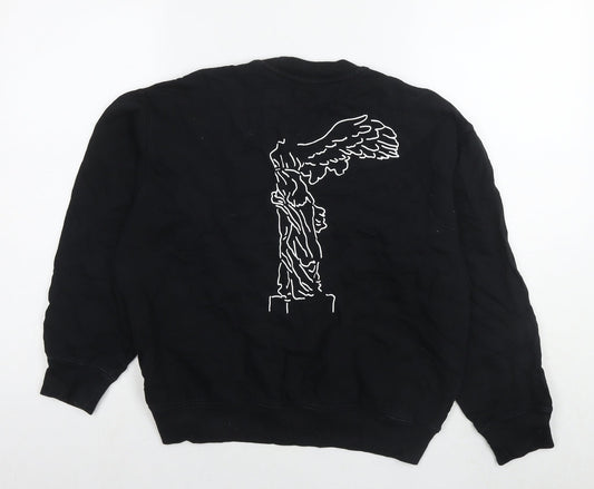Uniqlo Womens Black Cotton Pullover Sweatshirt Size S Pullover - Quote Text Wings