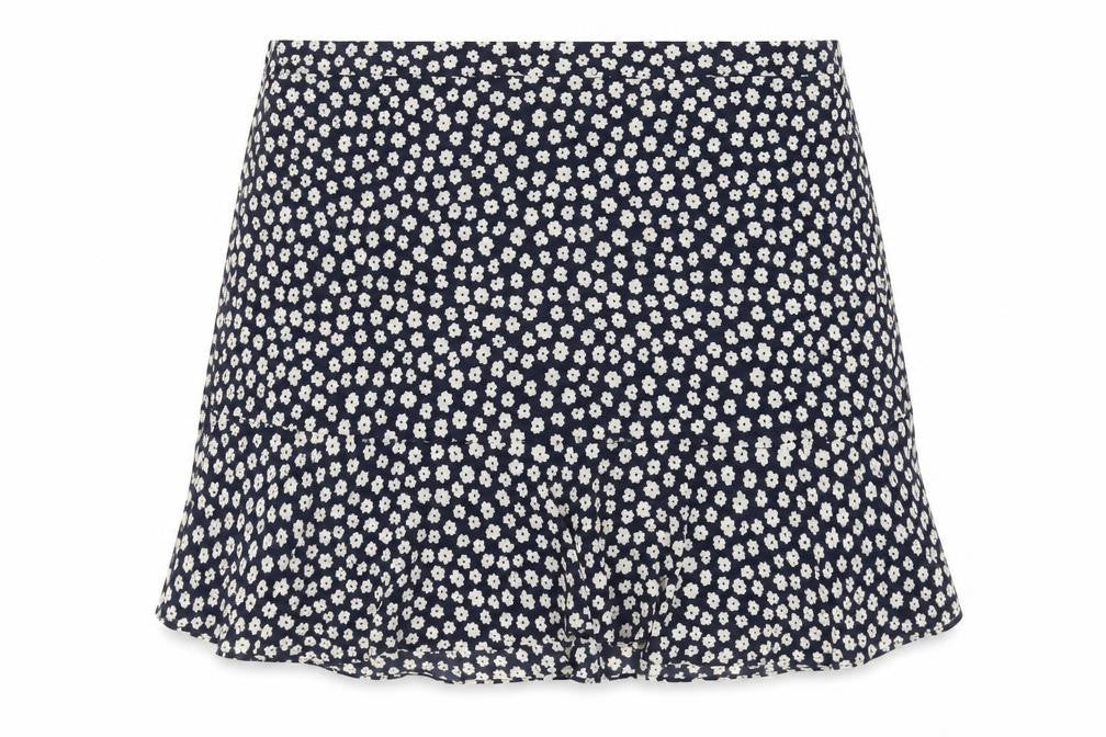 Marks & Spencer Womens Blue Floral Polyester Flare Skirt Size 18 Zip