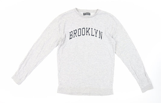 Brooklyn Mens Grey Cotton Pullover Sweatshirt Size S