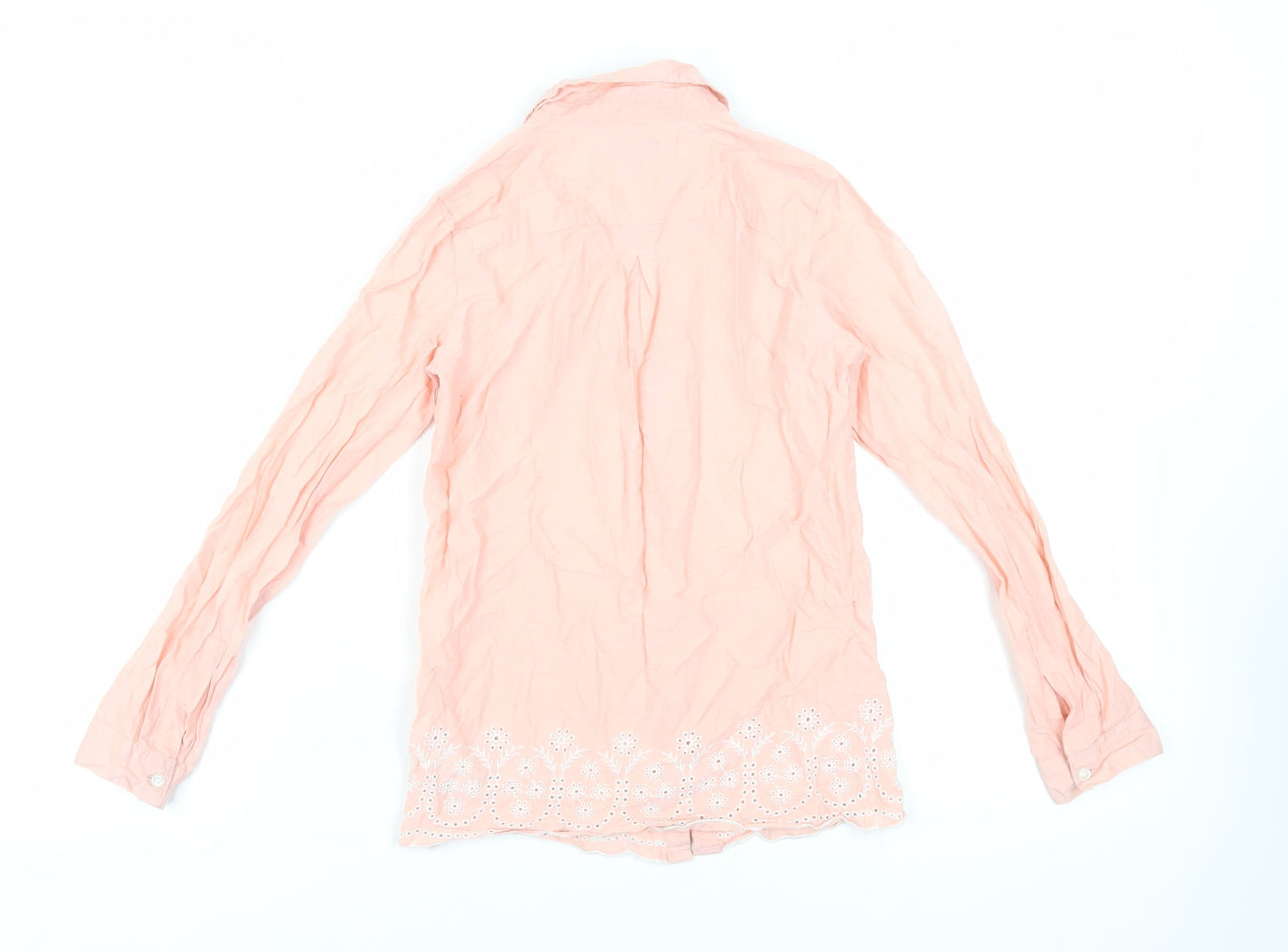 Gap Girls Pink Cotton Basic Button-Up Size 8-9 Years Collared Button - Broderie Anglaise