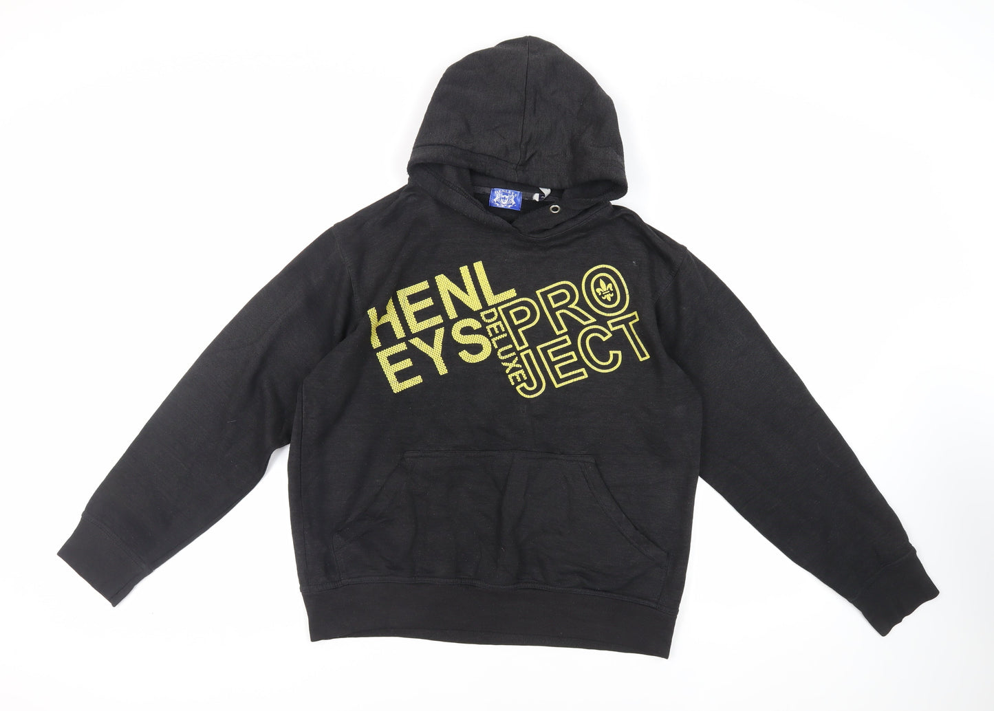 Henleys Mens Black Cotton Pullover Hoodie Size S - Logo