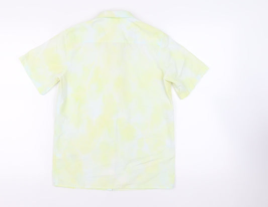Marks and Spencer Girls Yellow Cotton Basic Button-Up Size 13-14 Years Collared Button - Tie Dye