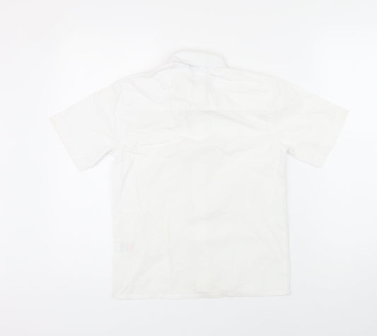 Trutex Girls White Polyester Basic Blouse Size M Collared Button