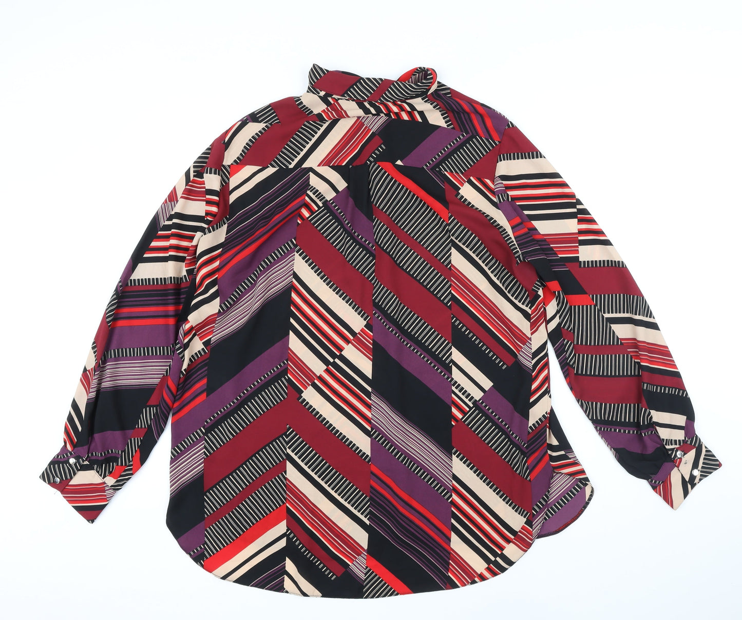 Dorothy Perkins Womens Multicoloured Geometric Polyester Blend Basic Blouse Size 18 Collared