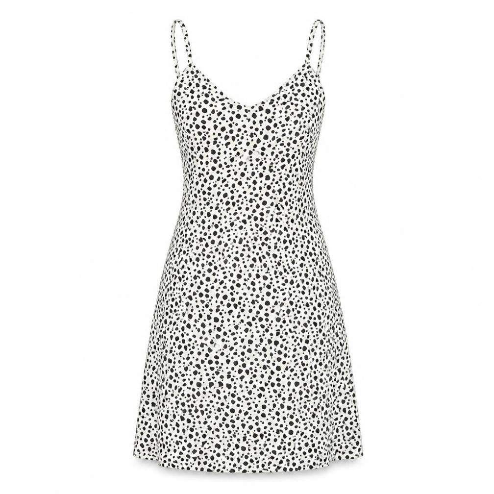Missguided Womens White Polka Dot Polyester A-Line Size 8 V-Neck