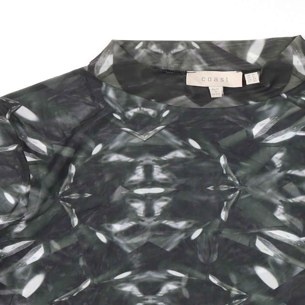Coast Womens Multicoloured Geometric Polyester Basic Blouse Size 16 Mock Neck