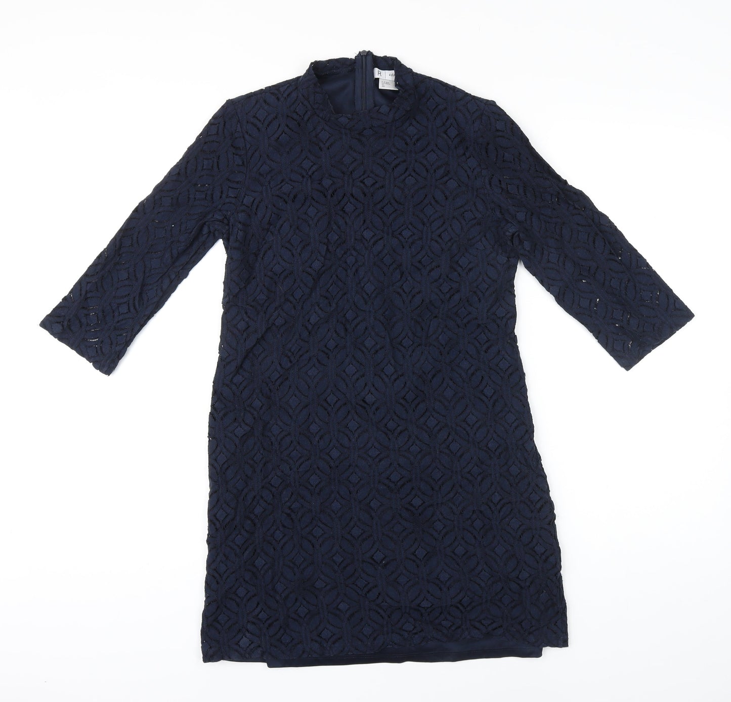 La Redoute Womens Blue Cotton Shift Size 5XL Mock Neck Zip