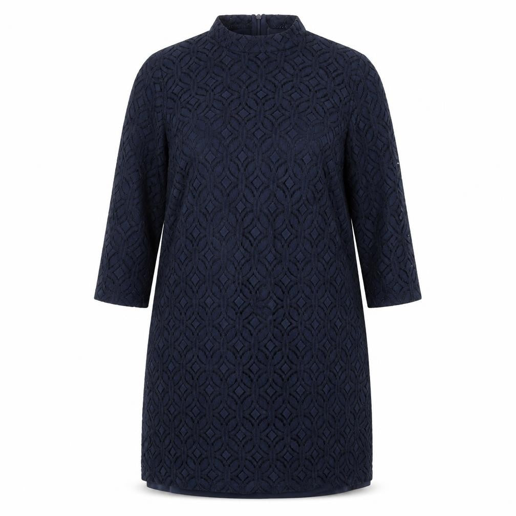 La Redoute Womens Blue Cotton Shift Size 5XL Mock Neck Zip