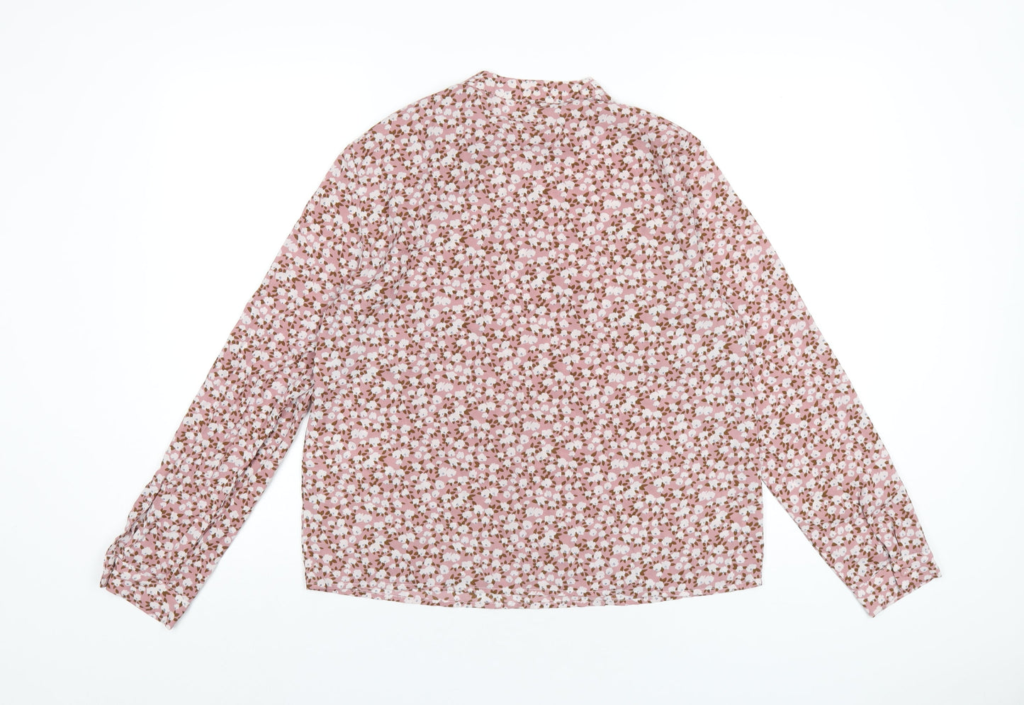 VILA Womens Pink Floral Polyester Basic Blouse Size 12 Round Neck