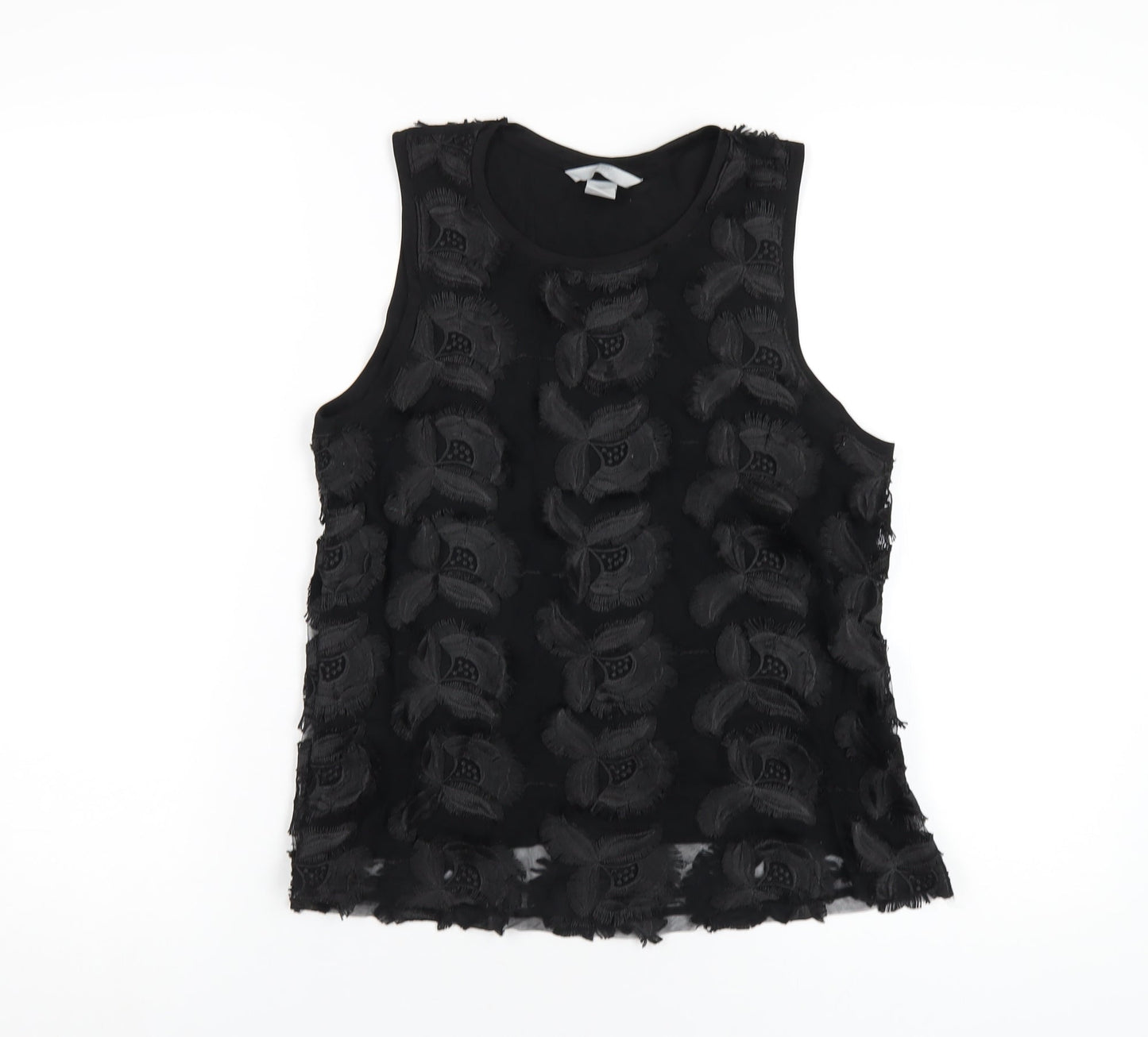 H&M Womens Black Polyester Basic Tank Size S Round Neck