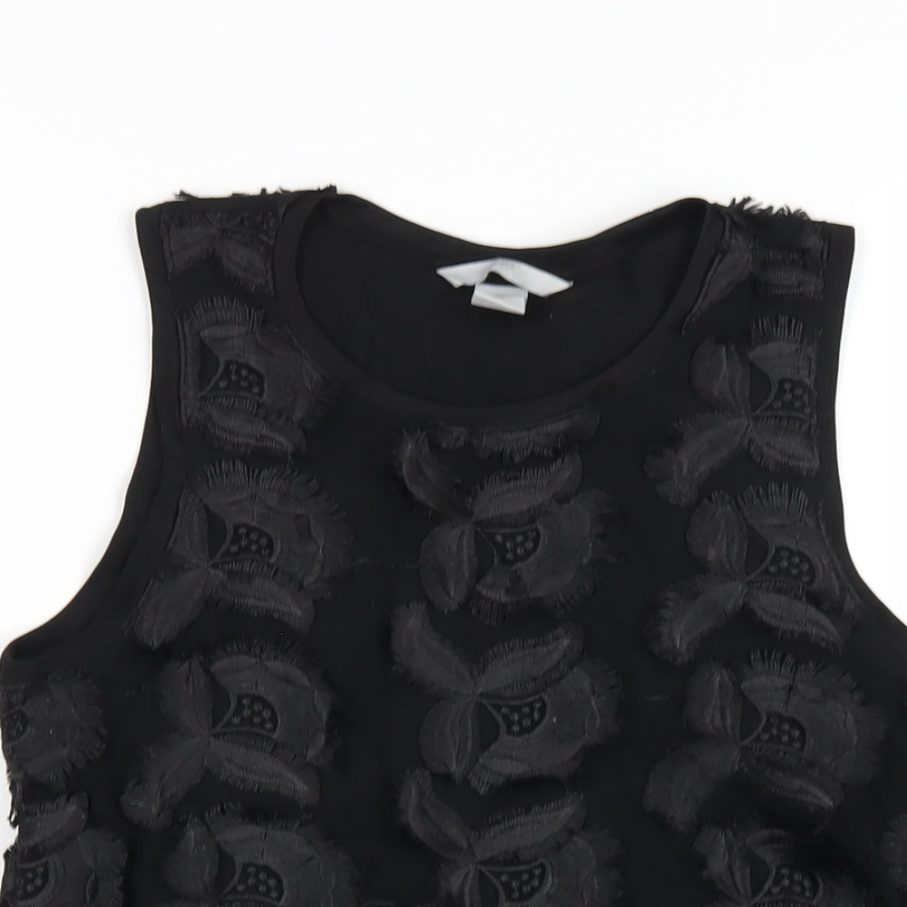 H&M Womens Black Polyester Basic Tank Size S Round Neck