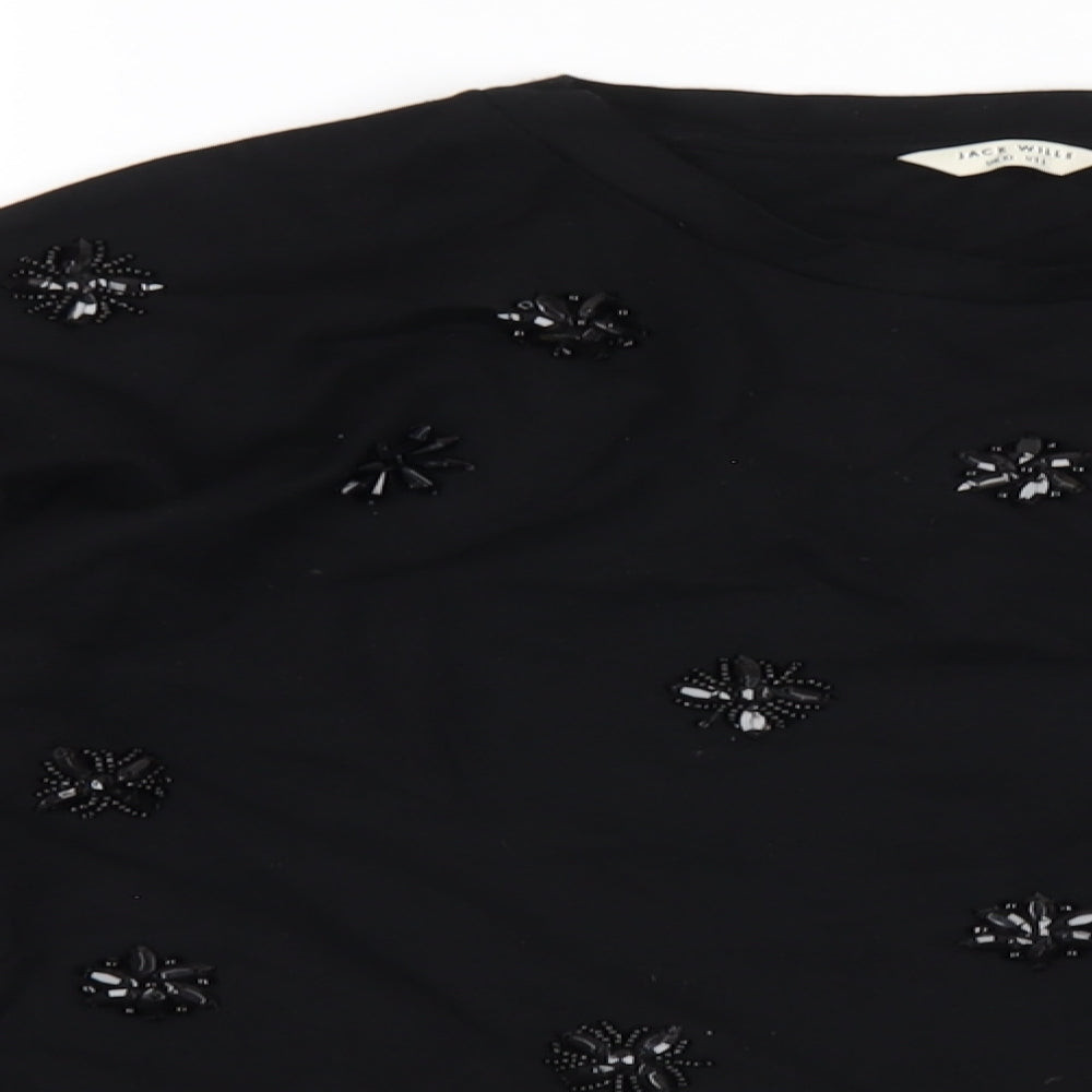 Jack Wills Womens Black Vinyl Pullover Sweatshirt Size 10 Pullover - Beaded